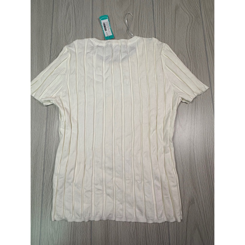 Women's Short Sleeve Ribbed Tee - Cream